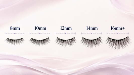 8mm, 10mm, 12mm, 14mm and longer false eyelash lengths compared