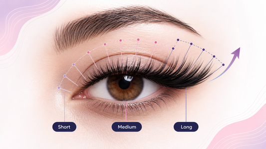 Cat eye lash map with shorter inner fibers and longer outer-corner fibers