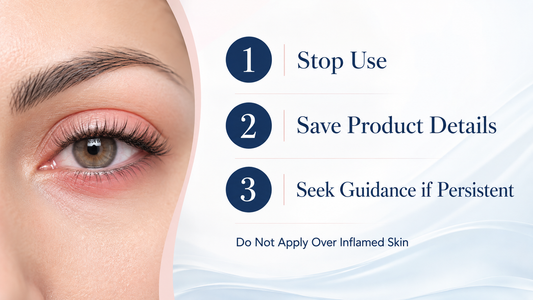 Safety-first steps after suspected lash glue irritation: stop use, save product details, and seek guidance if symptoms persist