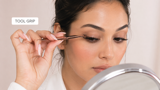 How to apply false lashes with long nails using a lash applicator