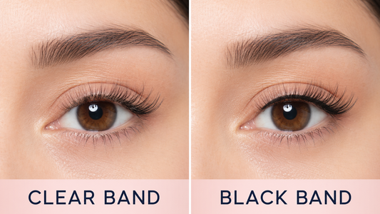 Clear band vs black band lashes on minimal eye makeup