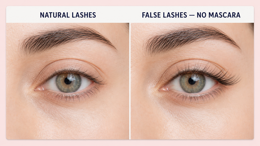 False lashes without mascara blended naturally