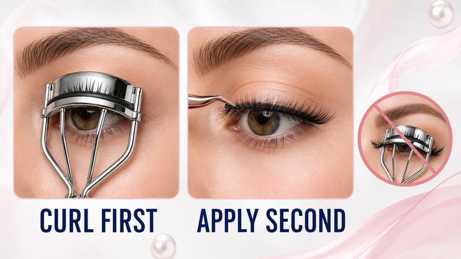 Curl natural lashes before applying false eyelashes