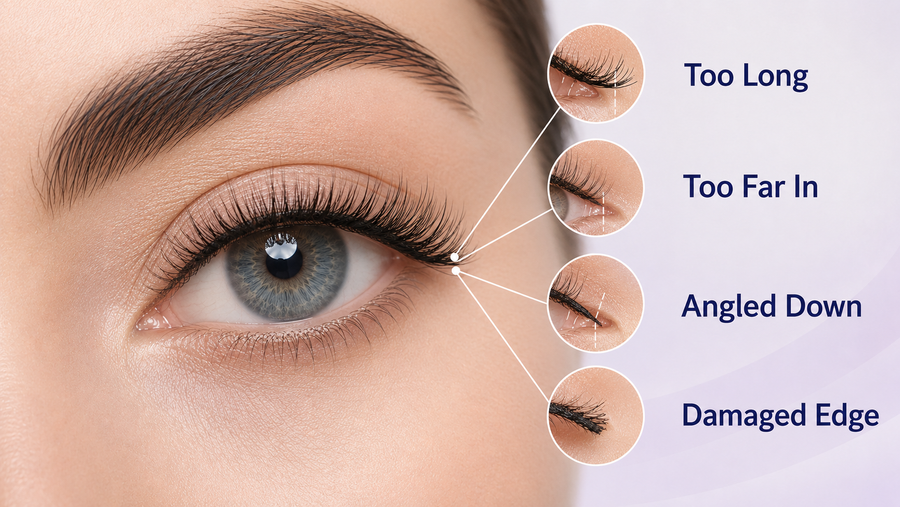 Causes of false lashes poking the inner corner