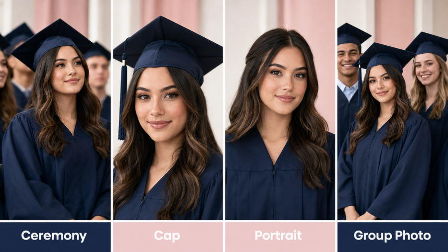 Graduation makeup planned for ceremony, cap, portraits and group photos