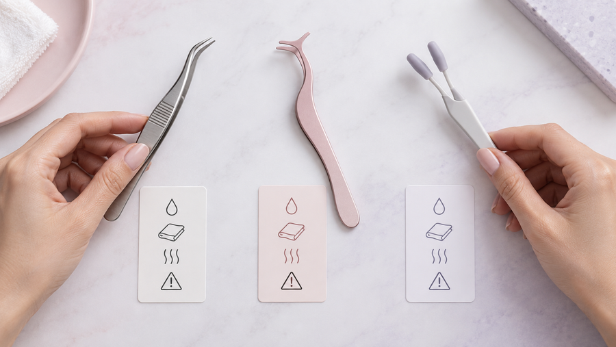 Eyelash applicator material and care-label check before cleaning