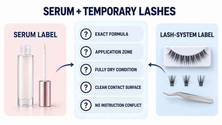 Compatibility checklist for false lashes with lash serum