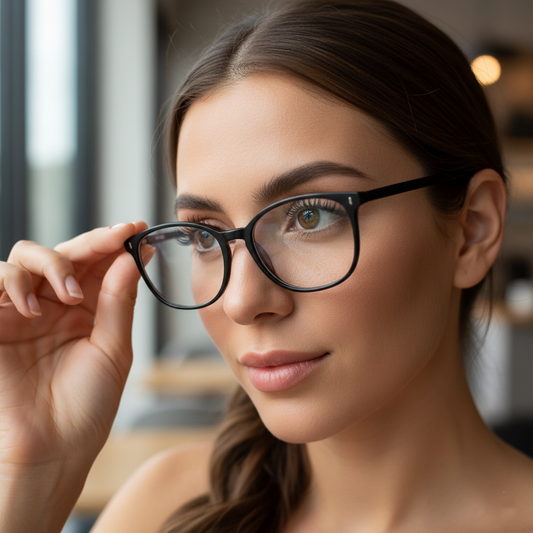 Side-by-side comparison of a model wearing natural LashNova magnetic lashes on one eye and glam lashes on the other, showing everyday vs night-out looks.